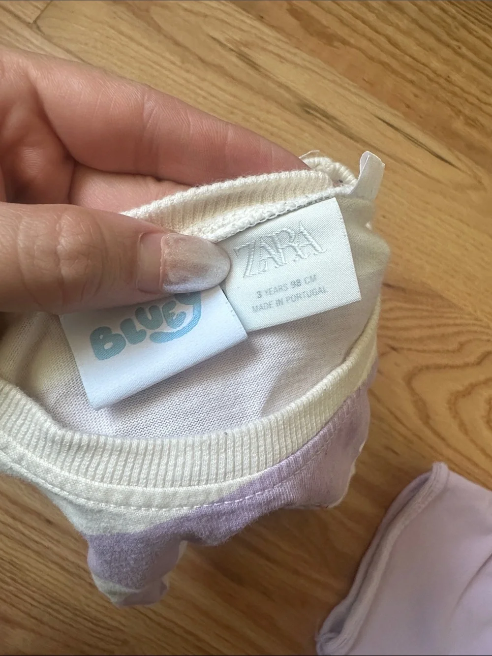 Zara Lavender and Cream Striped Bluey Tee with Lavender Shorts